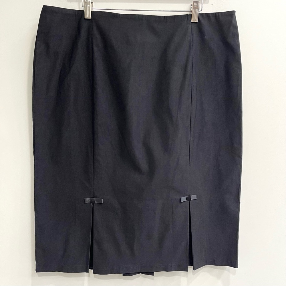 Belle Poque black stretchy midi pencil skirt front back bow details pinup retro